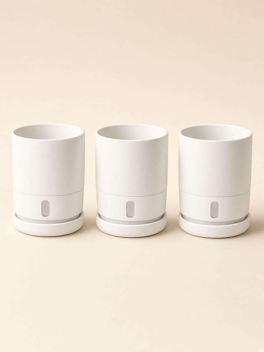 Conjunto 3 vasos com auto-rega