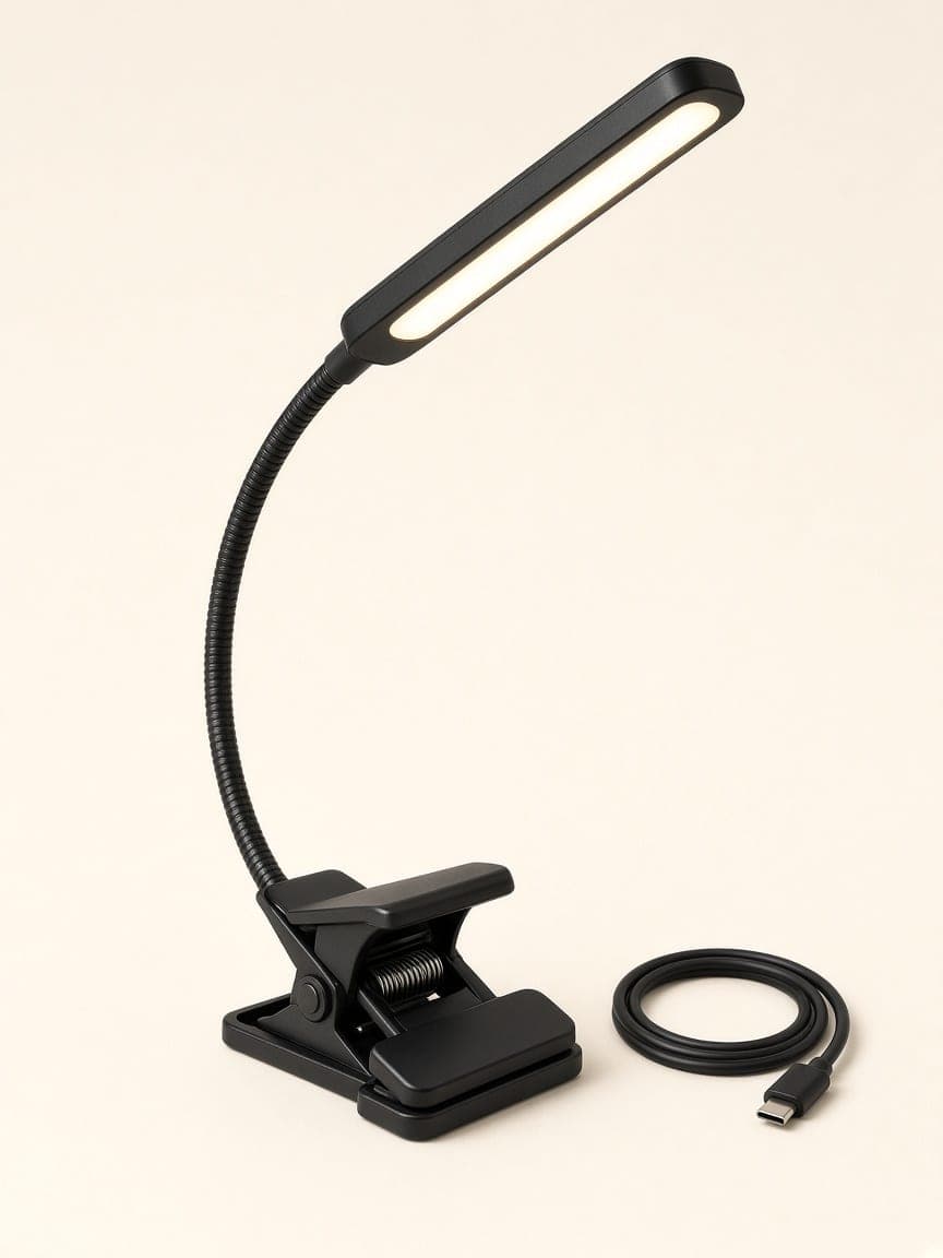 Candeeiro de leitura com clip e LED